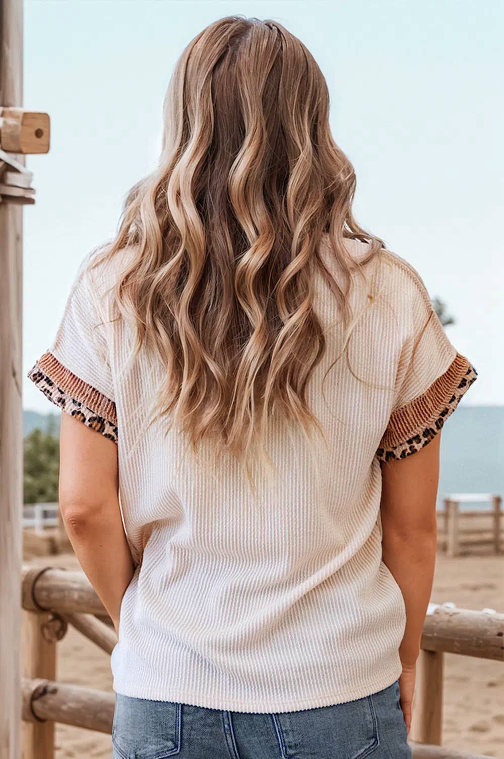 Leopard Patchwork Corded Knit Shirt