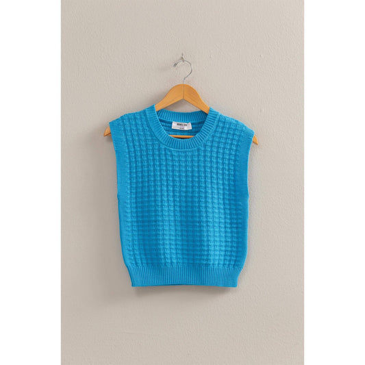 Crew Neck Textured Sweater Vest