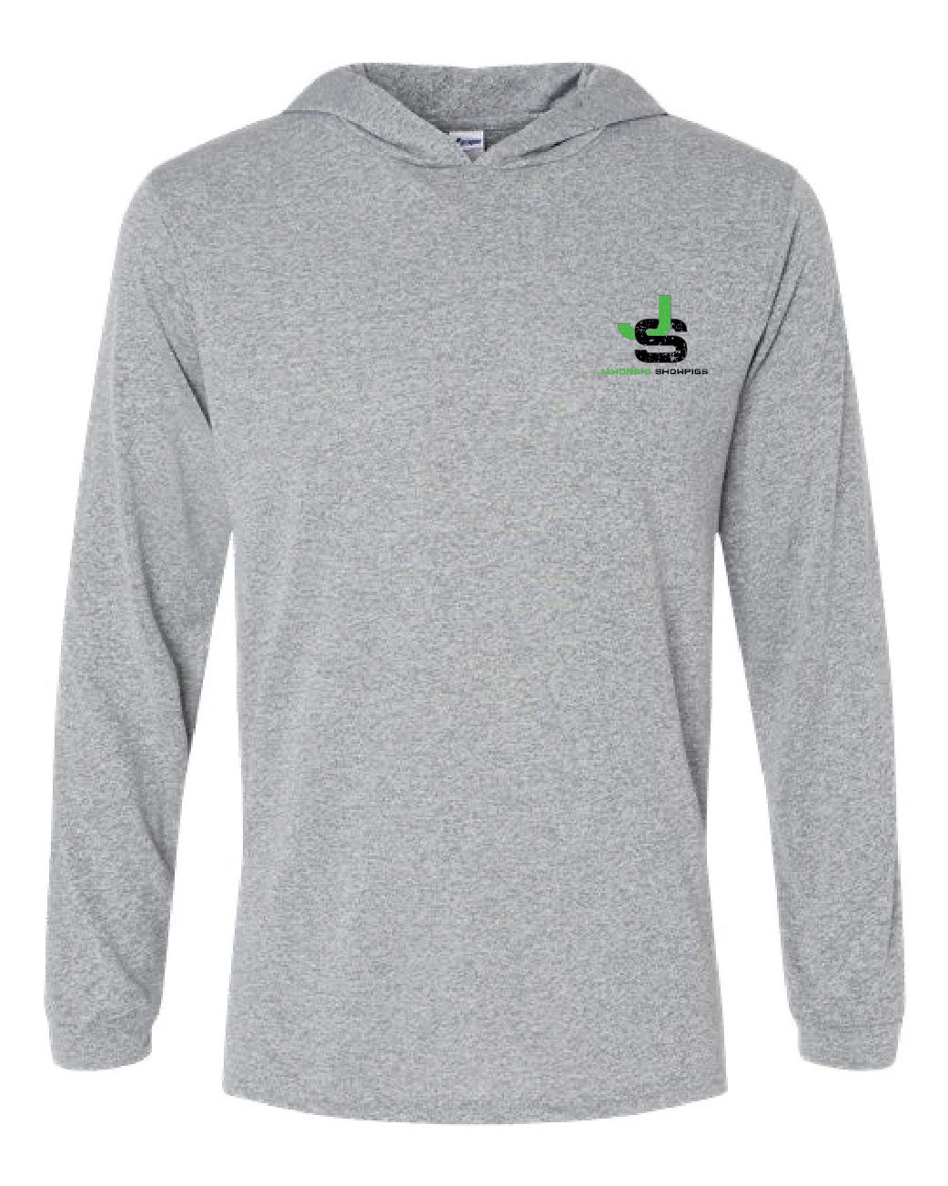Performance Hooded Long Sleeve T-shirt with Jaworski Showpigs logo