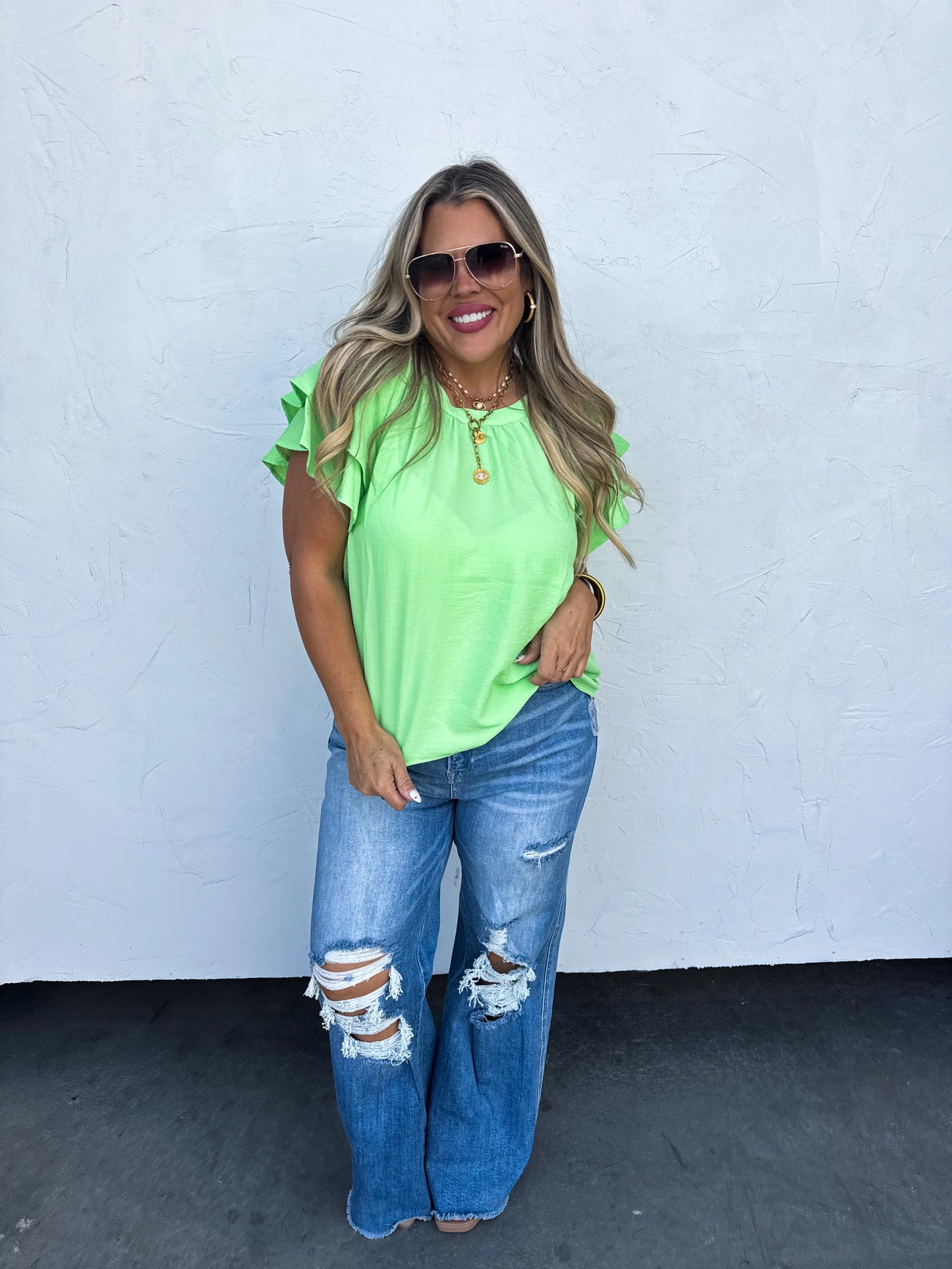 Garden Stroll Flutter Sleeve Top