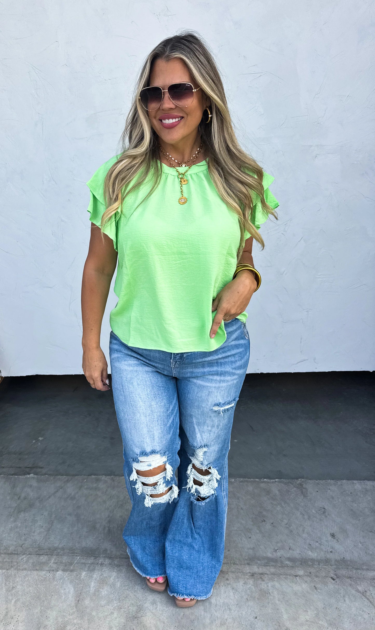 Garden Stroll Flutter Sleeve Top