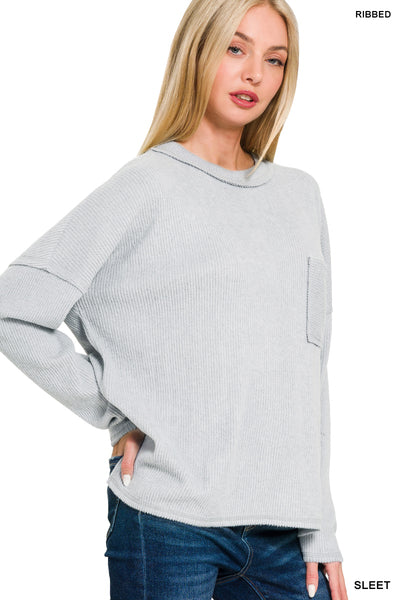 Ribbed Pocket Sweater