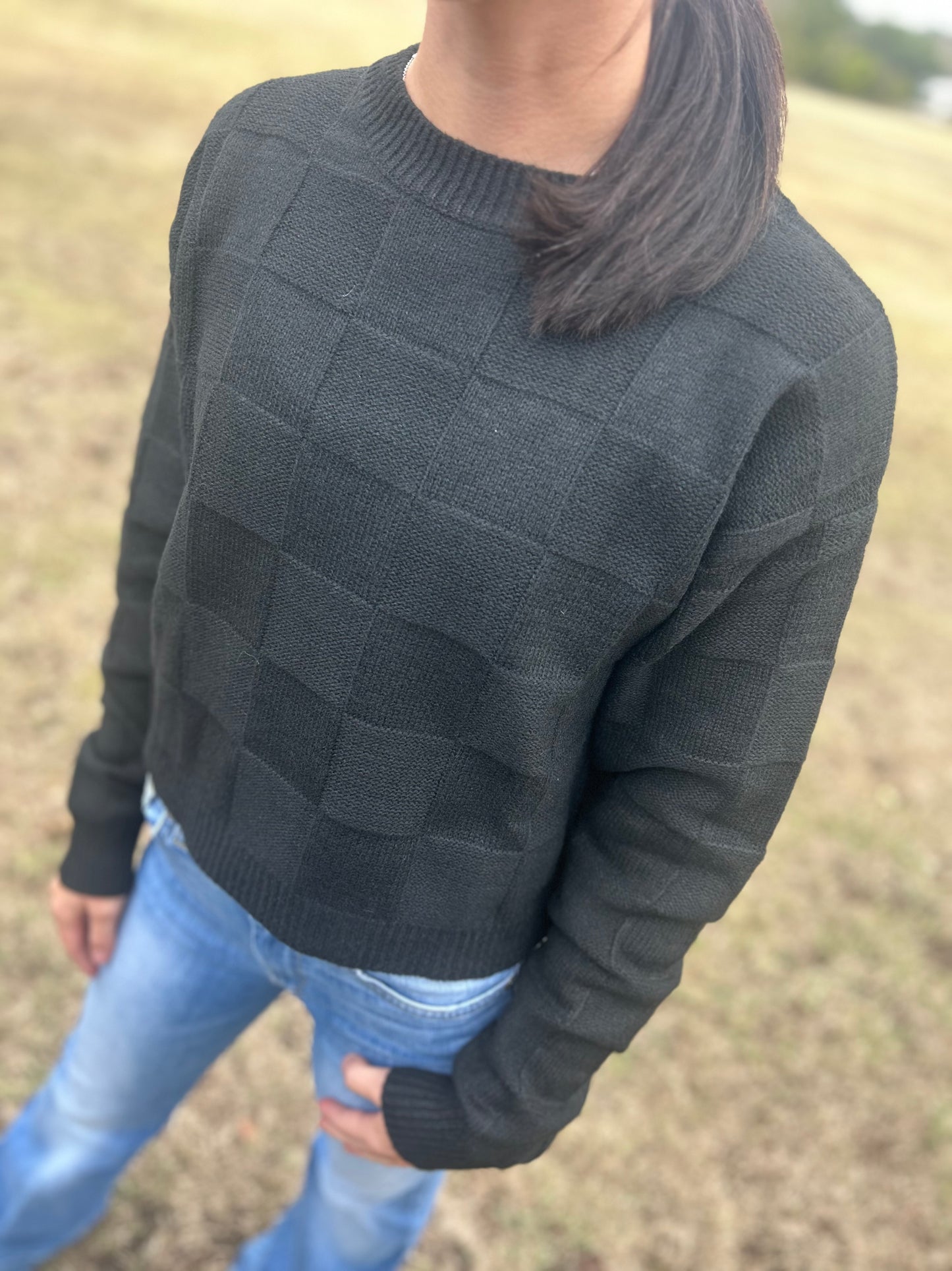 Checkered knit sweater