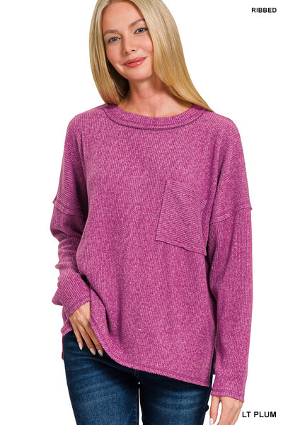 Ribbed Pocket Sweater